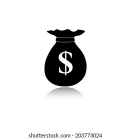 Money bag icon with shadow
