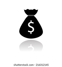 Money bag icon with shadow
