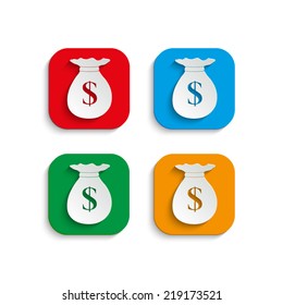 Money bag icon with shadow