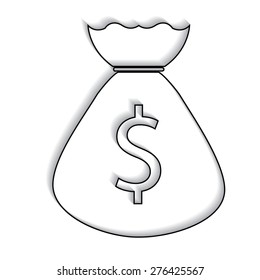Money bag icon with shadow