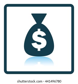 Money bag icon. Shadow reflection design. Vector illustration.