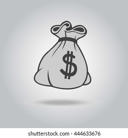 Money bag icon with shadow vector : illustration background and icon for business and finance