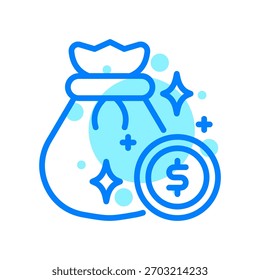 Icono de la bolsa de dinero en forma de Ilustración vectorial