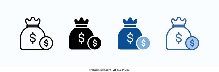 Money Bag icon sheet multiple style collection isolated vector