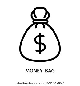 Money Bag Icon. Simple design. Line vector. Isolate on white background.