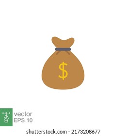 Money bag icon. Simple flat design style. Dollar, moneybag, cash, million, sack concept. Vector illustration isolated on White background. Eps 10.