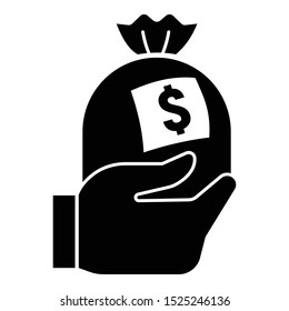 Money bag icon. Simple illustration of money bag vector icon for web design isolated on white background