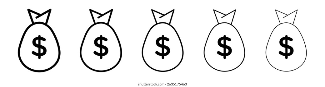 Money bag icon Simple thin line flat symbol