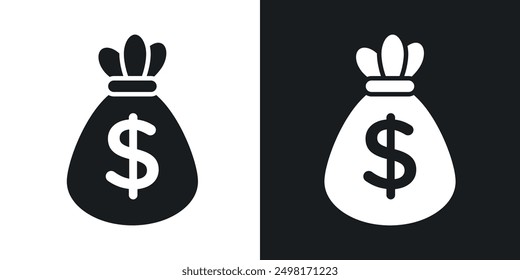 Icono del bolso del dinero en estilo sólido