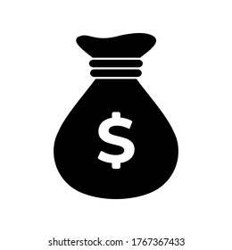 Símbolo de icono de bolsa de dinero vector de fondo blanco