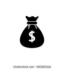 Símbolo del icono de la bolsa de dinero vector sobre fondo blanco.