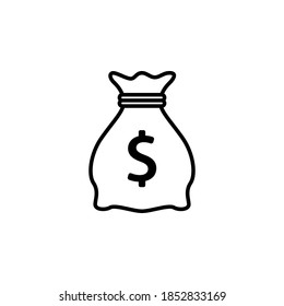 Money bag icon symbol vector on white background.