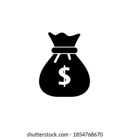 Símbolo del icono de la bolsa de dinero vector sobre fondo blanco.