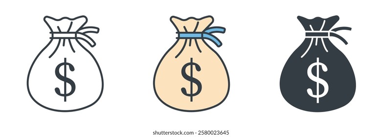 Money Bag icon symbol vector illustration isolated on white background