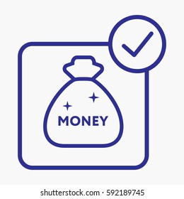 Money Bag Icon. Symbol Vector Isolated Graphic Blue Color Silhouette