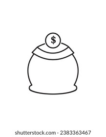 icono de bolsa de dinero, icono de mejor línea vector.