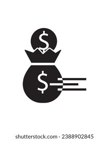 icono de bolsa de dinero, mejor icono plano del vector.