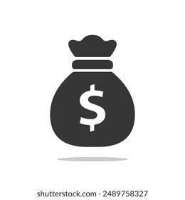 Money bag Icon. Vector bold icon editable illustration on isolated white background.