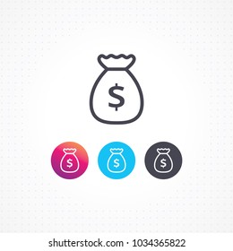Money bag icon vector. Flat line of money bag vector icon. Money vector illustration