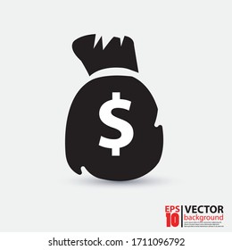 Vector de icono de bolsa de dinero en diseño plano. Ilustración vectorial Eps 10.