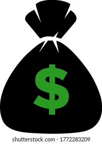 Icono de bolsa de dinero. Vector. Plana y moderna.