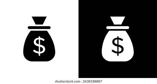 Money bag icon Vector in flat style. Collection silhouettes