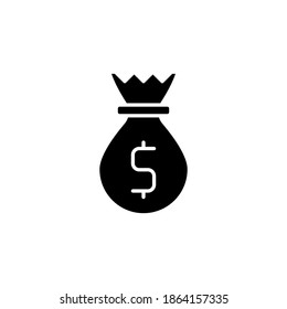 money bag icon vector glyph style. isolated on white background