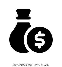 money bag icon. vector glyph icon for your website, mobile, presentation, and logo design.
