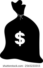 money bag icon, vector graphics.Money Bag Silhouette