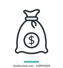 Money Bag Icon Vector Illustration Logo Template For Website Or Mobile App