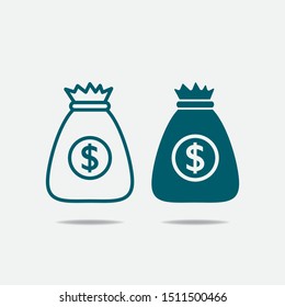Money bag Icon. Vector Illustration 