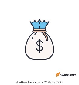 Money bag icon vector illustration. Money bag symbol isolated on white background.