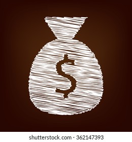  Money bag icon. Vector illustration with chalk effect