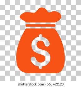 Money Bag icon. Vector illustration style is flat iconic symbol, orange color, transparent background. Designed for web and software interfaces.