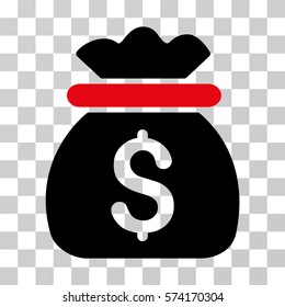 Money Bag icon. Vector illustration style is flat iconic bicolor symbol, intensive red and black colors, transparent background. Designed for web and software interfaces.