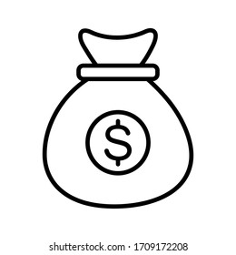 Money Bag icon vector image. Can also be used for Business. Suitable for mobile apps, web apps and print media.