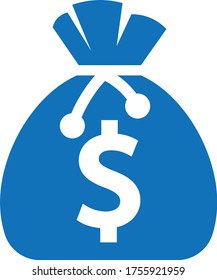 aislamiento vectorial de icono de bolsa de dinero (versión azul)