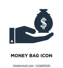 Money bag icon vector isolated on white background, Money bag transparent sign