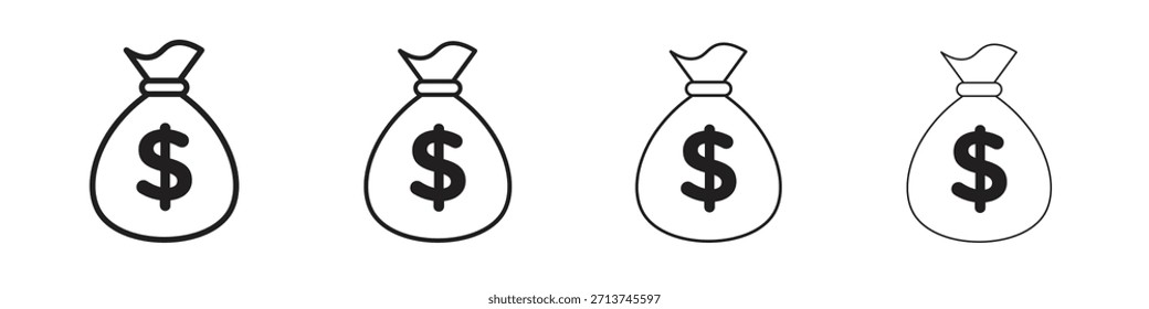 Money bag icon. Vector isolated pictograms.