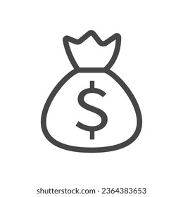 Vector de iconos de la bolsa de dinero en línea aislado en fondo blanco.