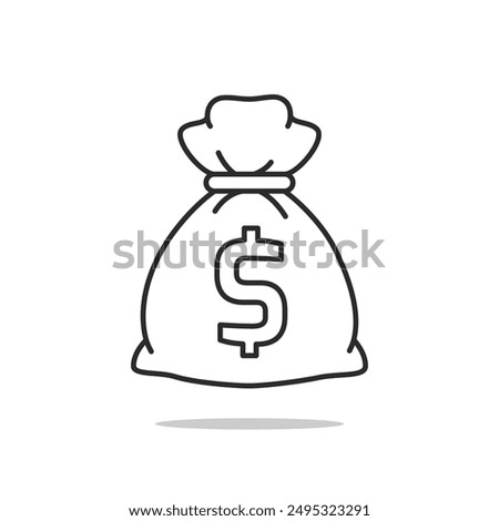 Money Bag Icon. Vector line icon editable illustration. Moneybag with dollar sign.