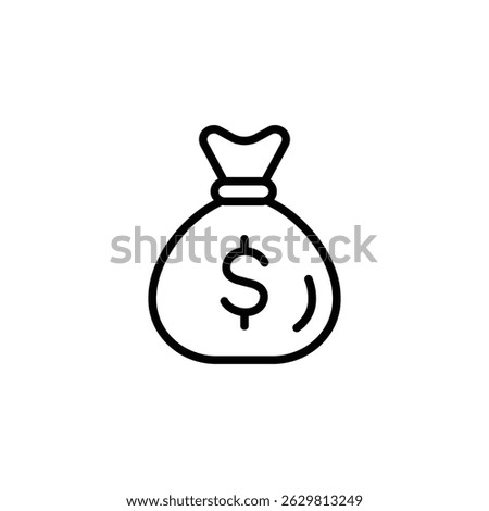 Money bag icon vector. in line style design on white background. vector illustration