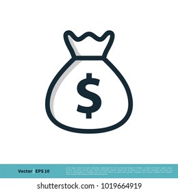 Money Bag Icon Vector Logo Template Illustration Design. Vector EPS 10.