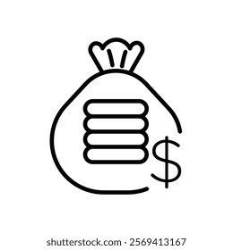 Money bag icon Vector logo outline