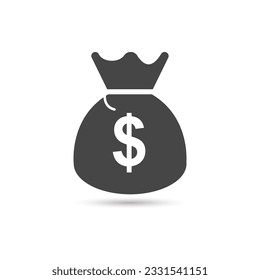 Money bag icon vector, moneybag icon flat simple cartoon illustration 