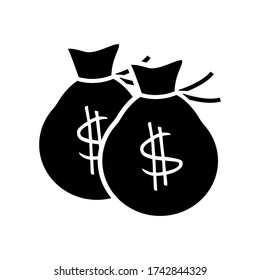 Vector de icono de bolsas de dinero en fondo blanco