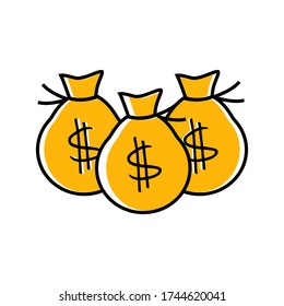 Vector de icono de bolsas de dinero en fondo blanco