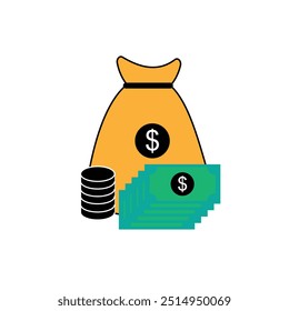 money bag icon vector, money icon on white background eps 10.