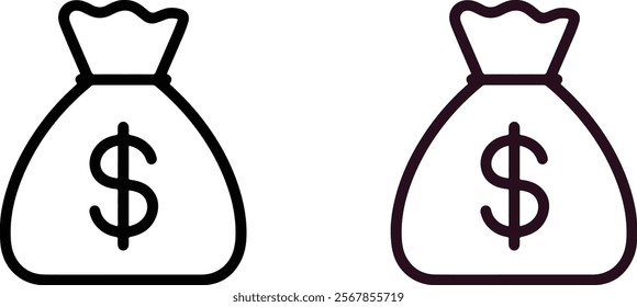 Money Bag Icon Vector. Outline Money Bag Sign. Isolated Contour Symbol Illustration