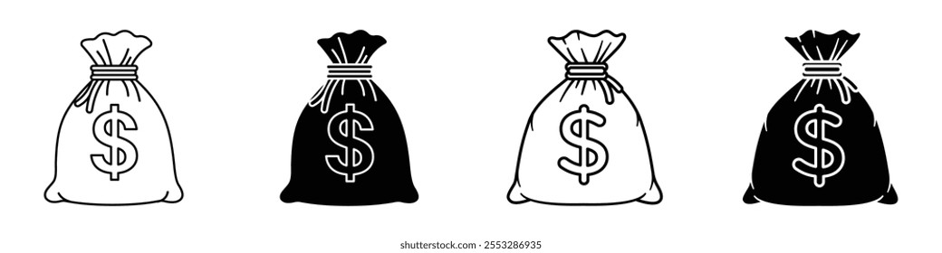 Conjunto de Vector de icono de bolso de dinero. EPS10